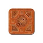 Symbolism Paneling Oriental Ornament Pattern Rubber Square Coaster (4 pack)  Front