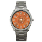 Symbolism Paneling Oriental Ornament Pattern Sport Metal Watch Front