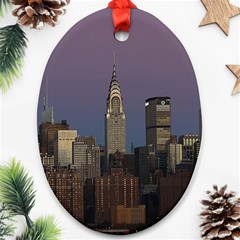 Skyline City Manhattan New York Ornament (oval) by BangZart