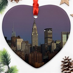 Skyline City Manhattan New York Ornament (heart)