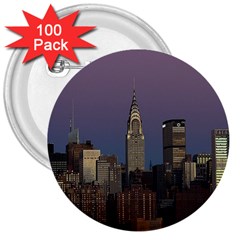 Skyline City Manhattan New York 3  Buttons (100 Pack) 