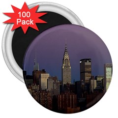 Skyline City Manhattan New York 3  Magnets (100 Pack) by BangZart