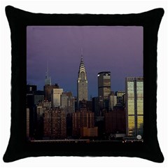 Skyline City Manhattan New York Throw Pillow Case (black) by BangZart