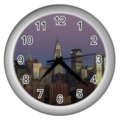 Skyline City Manhattan New York Wall Clocks (silver)  by BangZart