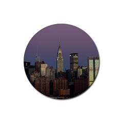 Skyline City Manhattan New York Rubber Round Coaster (4 Pack)  by BangZart