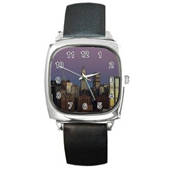 Skyline City Manhattan New York Square Metal Watch by BangZart