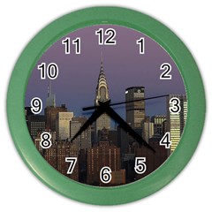 Skyline City Manhattan New York Color Wall Clocks by BangZart