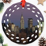 Skyline City Manhattan New York Ornament (Round Filigree) Front