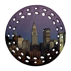 Skyline City Manhattan New York Round Filigree Ornament (two Sides) by BangZart