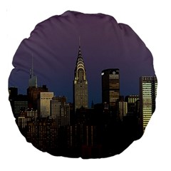 Skyline City Manhattan New York Large 18  Premium Round Cushions by BangZart