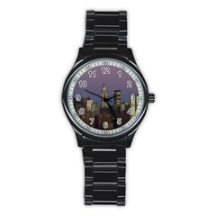 Skyline City Manhattan New York Stainless Steel Round Watch by BangZart