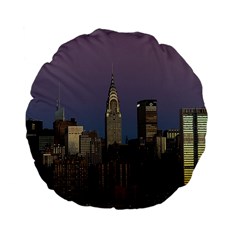 Skyline City Manhattan New York Standard 15  Premium Flano Round Cushions by BangZart