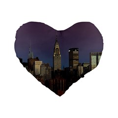 Skyline City Manhattan New York Standard 16  Premium Flano Heart Shape Cushions by BangZart