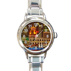 Shanghai Skyline Architecture Round Italian Charm Watch by BangZart