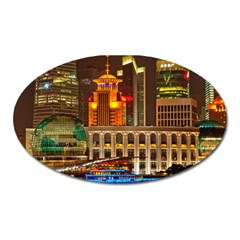 Shanghai Skyline Architecture Oval Magnet