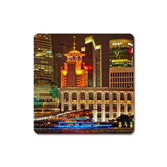 Shanghai Skyline Architecture Square Magnet