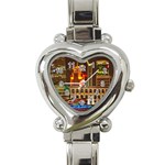 Shanghai Skyline Architecture Heart Italian Charm Watch Front