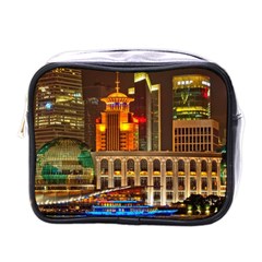 Shanghai Skyline Architecture Mini Toiletries Bags by BangZart