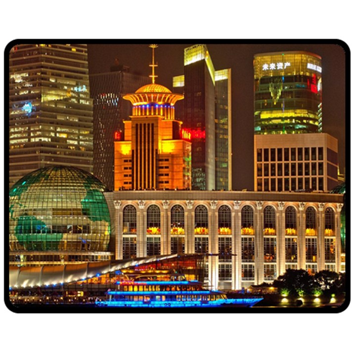 Shanghai Skyline Architecture Fleece Blanket (Medium) 