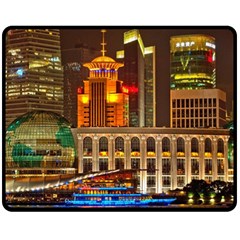 Shanghai Skyline Architecture Double Sided Fleece Blanket (Medium) 