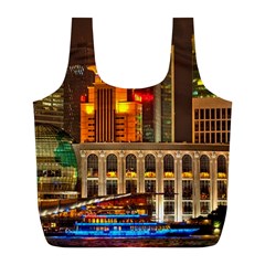 Shanghai Skyline Architecture Full Print Recycle Bags (L) 