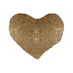 Ornate Golden Baroque Design Standard 16  Premium Flano Heart Shape Cushions by dflcprints