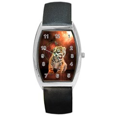 Cute Little Tiger Baby Barrel Style Metal Watch by FantasyWorld7