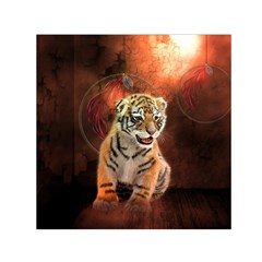 Cute Little Tiger Baby Small Satin Scarf (square) by FantasyWorld7