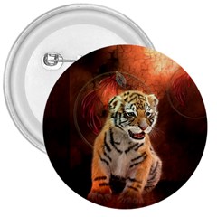 Cute Little Tiger Baby 3  Buttons by FantasyWorld7