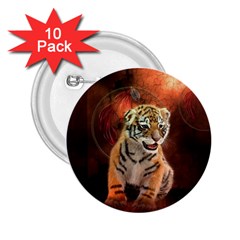 Cute Little Tiger Baby 2 25  Buttons (10 Pack)  by FantasyWorld7