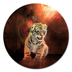 Cute Little Tiger Baby Magnet 5  (round) by FantasyWorld7