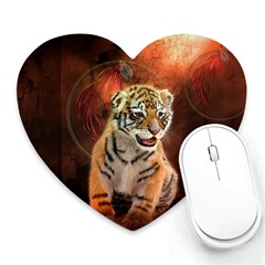 Cute Little Tiger Baby Heart Mousepads by FantasyWorld7