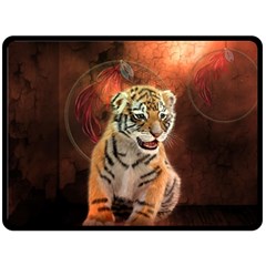 Cute Little Tiger Baby Fleece Blanket (large)  by FantasyWorld7