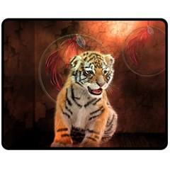 Cute Little Tiger Baby Fleece Blanket (medium)  by FantasyWorld7