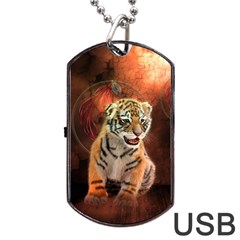 Cute Little Tiger Baby Dog Tag Usb Flash (one Side) by FantasyWorld7