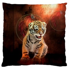 Cute Little Tiger Baby Large Cushion Case (one Side) by FantasyWorld7