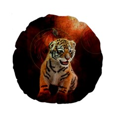 Cute Little Tiger Baby Standard 15  Premium Round Cushions by FantasyWorld7