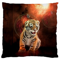 Cute Little Tiger Baby Large Flano Cushion Case (two Sides) by FantasyWorld7