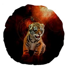 Cute Little Tiger Baby Large 18  Premium Flano Round Cushions by FantasyWorld7