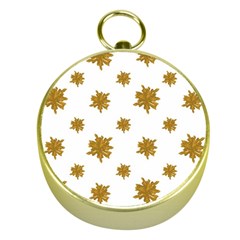 Graphic Nature Motif Pattern Gold Compasses