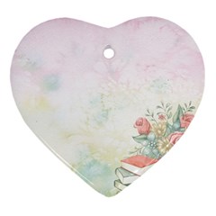 Romantic Watercolor Books And Flowers Ornament (heart)