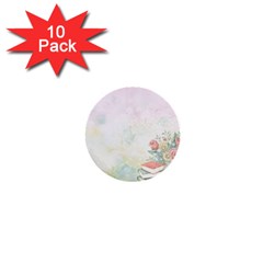 Romantic Watercolor Books And Flowers 1  Mini Buttons (10 Pack)  by paulaoliveiradesign