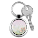 Romantic Watercolor Books and Flowers Key Chains (Round)  Front