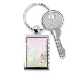 Romantic Watercolor Books And Flowers Key Chains (rectangle)  by paulaoliveiradesign