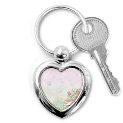 Romantic Watercolor Books And Flowers Key Chains (heart)  by paulaoliveiradesign