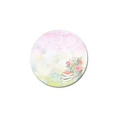 Romantic Watercolor Books And Flowers Golf Ball Marker by paulaoliveiradesign