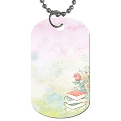 Romantic Watercolor Books And Flowers Dog Tag (two Sides) by paulaoliveiradesign