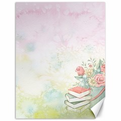 Romantic Watercolor Books And Flowers Canvas 12  X 16   by paulaoliveiradesign