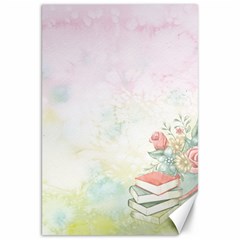 Romantic Watercolor Books And Flowers Canvas 20  X 30   by paulaoliveiradesign