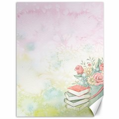 Romantic Watercolor Books And Flowers Canvas 36  X 48   by paulaoliveiradesign